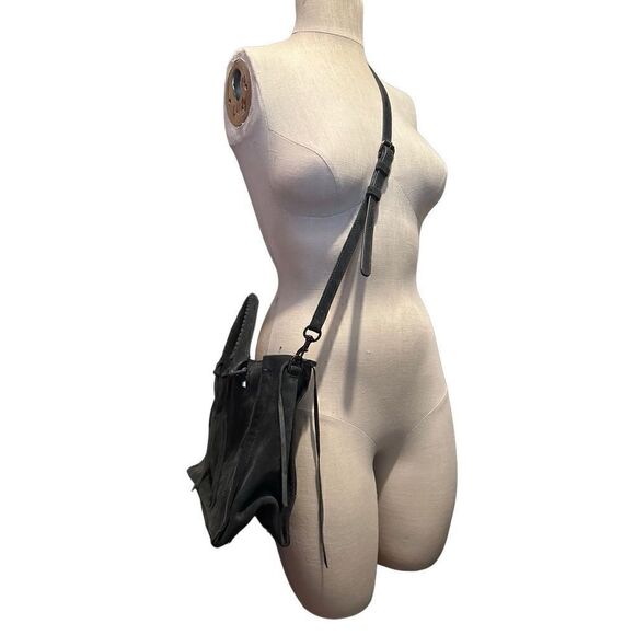 Rebecca Minkoff Grey Handbag Suede Leather Zipper Medium Crossbody Strap Fringe - Picture 11 of 16